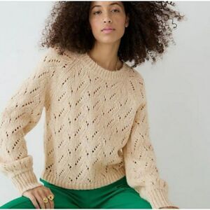 J. Crew Cream Pointelle Crewneck Sweater, size XS